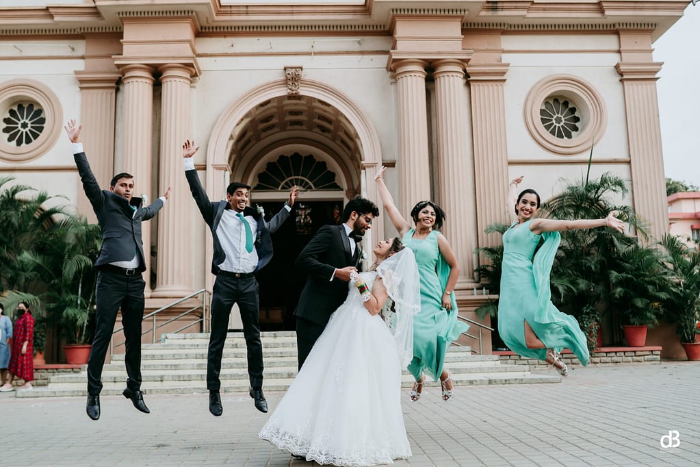 church wedding with couple friends